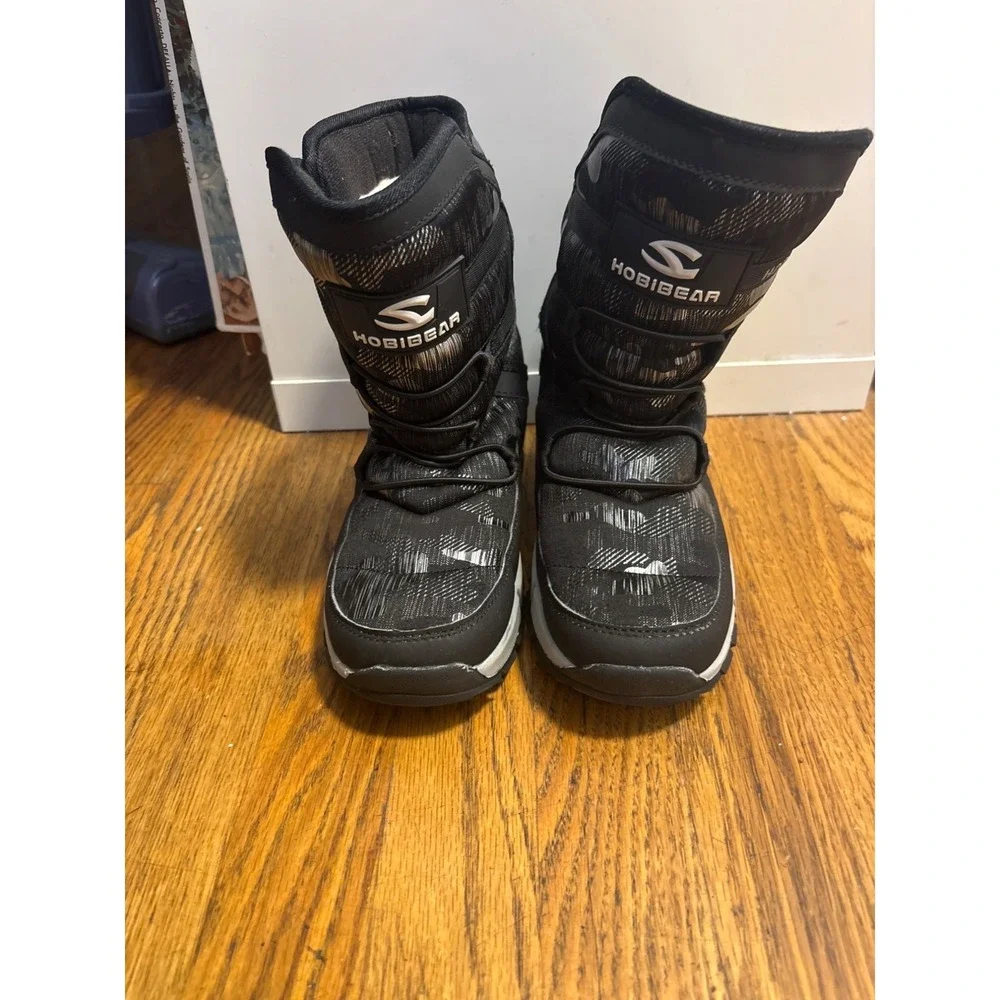 Hobibear AW3771 Mens Black Grey Faux Fur Lined Winter Snow Boots Size 37 5.5-6